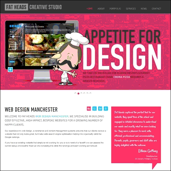 Fat Heads Studio - Website design using drawings and illustration