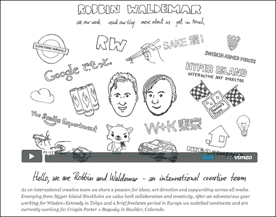 Robbin Waldemar - Website design using drawings and illustration