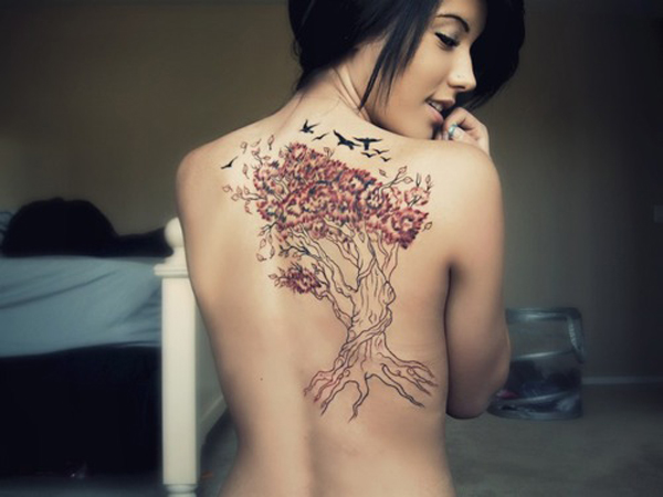 tree tattoo on black