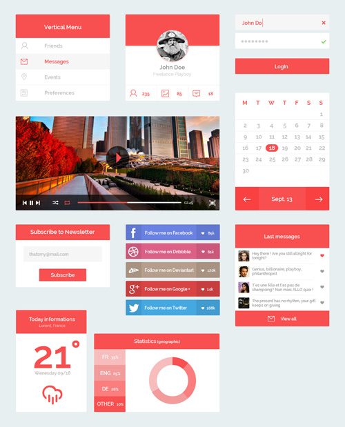free flat ui kits - 13