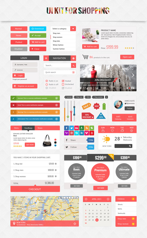 free flat ui kits - 15