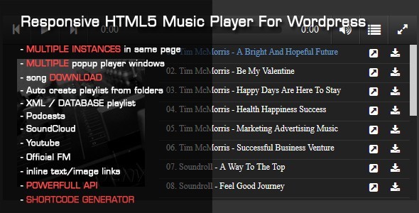 Responsive HTML5 Music Player For WordPress