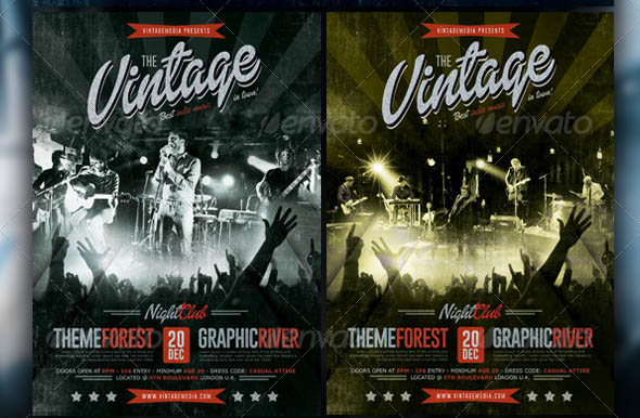 Indierock Vintage Concert Flyer