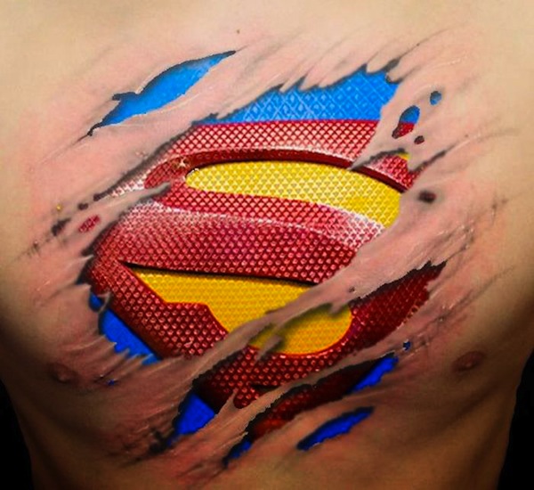 Realistic superman tattoo