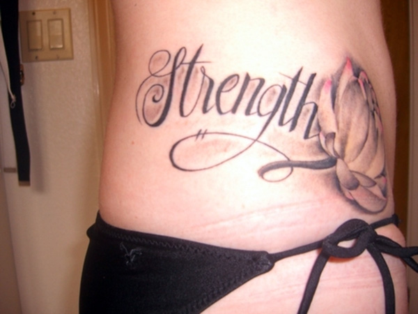 Strength and Flower tattoos