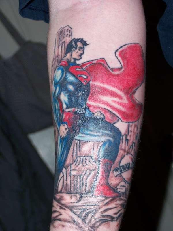 Superman Standing Bold Tattoo