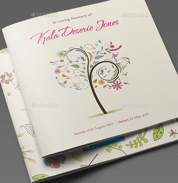 Floral Dreams Funeral Program Template