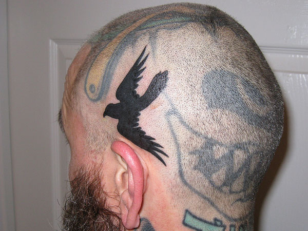 Crow Tattoo on Head