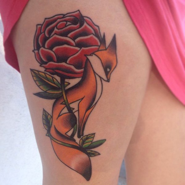 Fox & Rose Tattoo