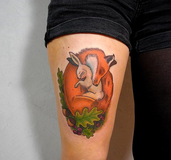 Fox Tattoo on Leg