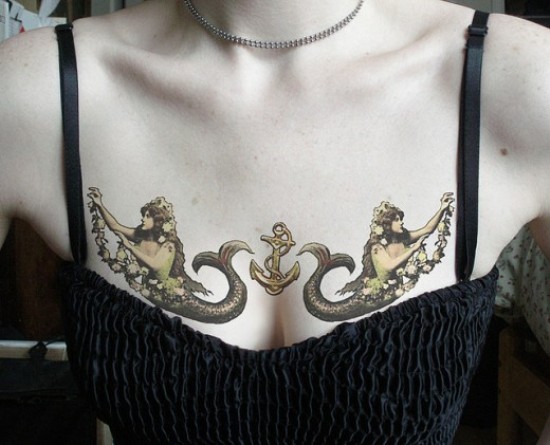 Memaid Tattoo Above Breast