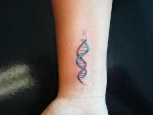 Small DNA Wrist Tattoo