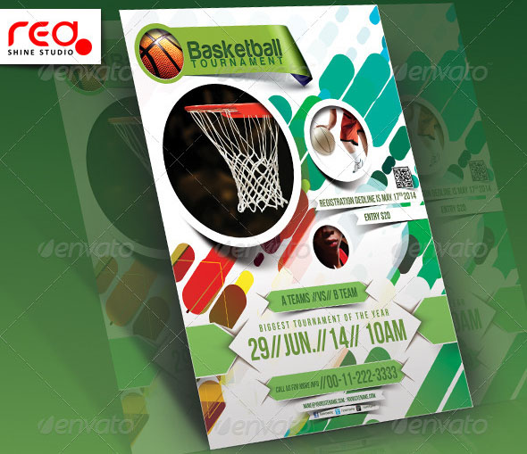 Basketball Tournament Flyer Poster Magazine Template