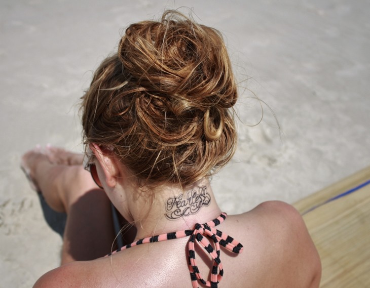 Nice Fearless Tattoo on Neck