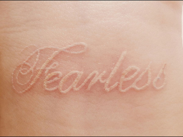 White Fearless Tattoo