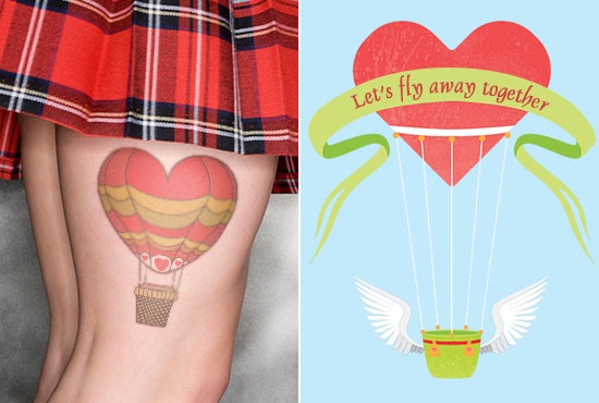 Cute Cartoonic Air Balloon Tattoo