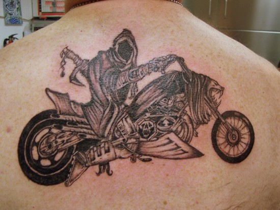 Ghost Biker Tattoo On Back