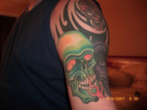 Green Skull Monster Tattoo