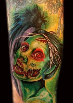 Green Zombie Monster Tattoo