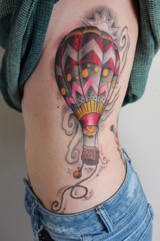 Hot Air Balloon Tattoo on Sleeve