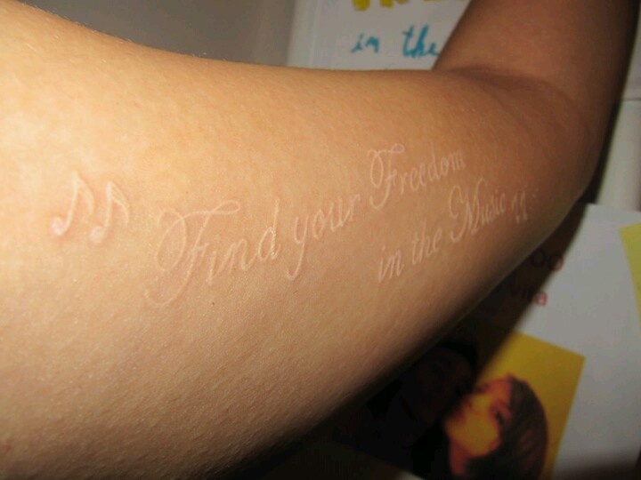 White Ink Freedom Tattoo