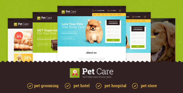 Pet Care Grooming Hotel Hospital Shop