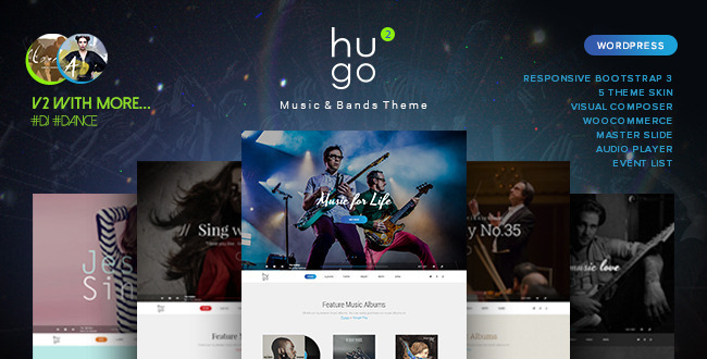 Hugo Music Artist Singers Bands WordPress