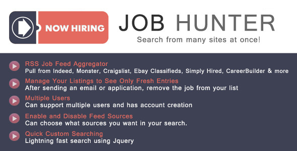 Job Hunter Multiple RSS Job Feed Aggregator