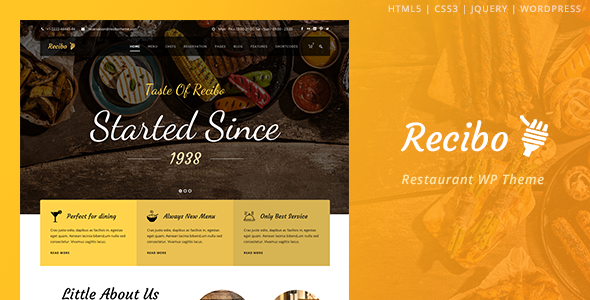 Recibo Restaurant Food Cook WordPress Theme