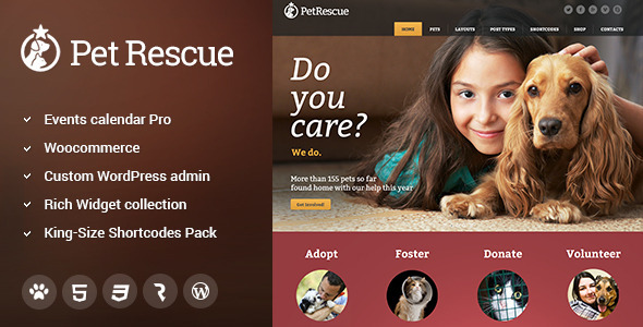 Pet Rescue Animals Shelter Charity WP Theme