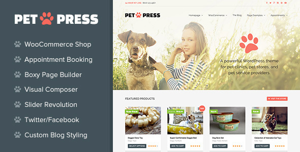 PetPress A Pet Shop Services Theme for WordPress