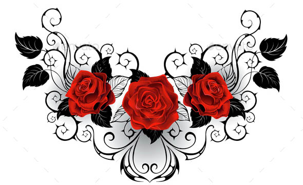 Symmetrical Tattoo of Red Roses