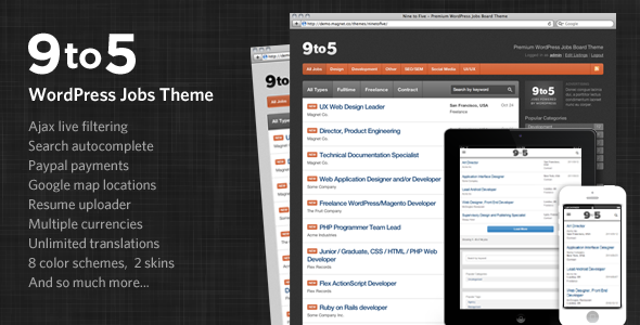 Nine to Five Premium WordPress Jobs Theme