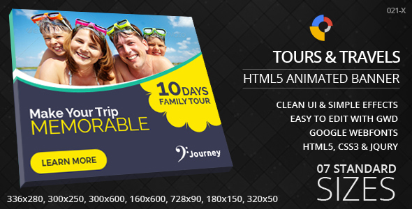 Tours Travels HTML5 ad banners
