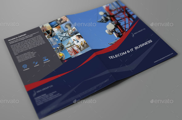 Telecom Services Bi Fold Brochure Template