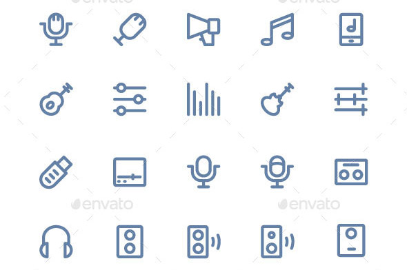 100-music-line-icons